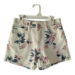 💕Lucky Brand Shorts Womens 00/24 White Floral denim Boyfriend Designer